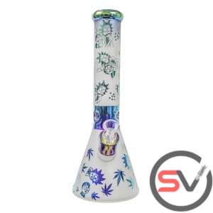 FROSTED GLASS RICK AND MORTY BEAKER 14inch - RAINBOW